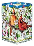Amia Glass Vase/Votive with a Colorful, Hand-Painted Design Featuring Cardinals, 6-Inches Tall Amia Glass Vase/Votive with a Colorful, Hand-Painted Design Featuring Cardinals, 6-Inches Tall