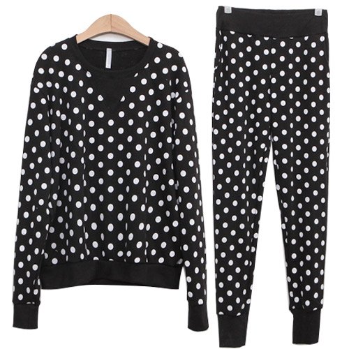 (イイネショップ) eeNeshop ドット プリント スウェット セットアップ