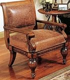 Medium Brown Finish Upholstered Accent Arm Chair