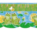 Cute Green Frogs Kid's Bathroom Wallpaper Wall Border