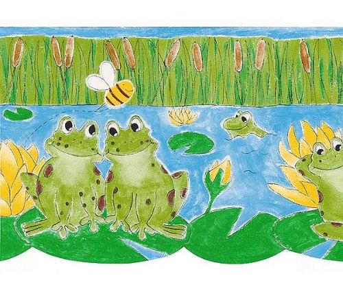 Cute Green Frogs Kid’s Bathroom Wallpaper Wall Border Reviews