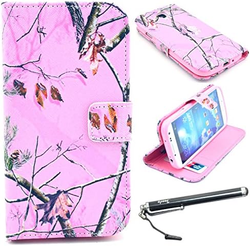 S4 Case, Galaxy S4 Case, Speedtek Pink Pinetree Pattern Premium PU Leather Wallet Flip Protective Skin Case with Magnetic Closure for Samsung Galaxy S4 i9500 (2013) (Built-in Credit Card/ID Card Slot)