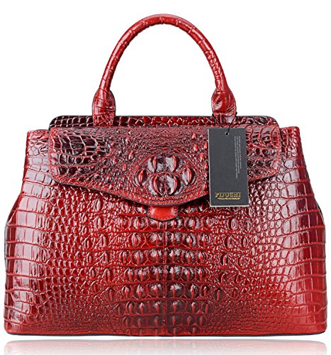 PIJUSHI Classic Women Embossed Crocodile Top Handle Handbag 6075