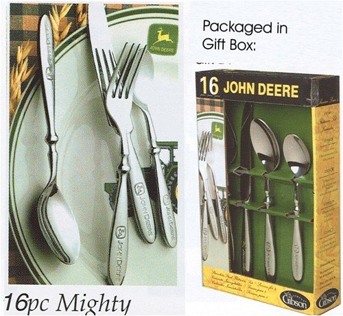 Kitchen: 16pc John Deere Stainless Steel Flatware Silverware Set