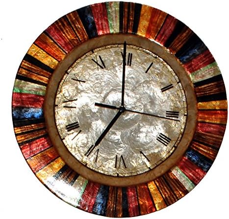 Small Wall Metal Art, Multicolor Clock, This attractive, hand-painted work of art can be hung in nearly any setting either by itself or in groups. Dimensions:13 x 2 x 13 in.