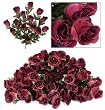 SIX pieces of 18" Long Stem Artificial Rose Bud Bushes Burgundy