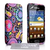 Yousave Accessories TM Samsung Galaxy S Advance i9070 Schwarz / Multi Gef�rbt Quelle Muster Silikon Gel Schutzh�lle Tasche Mit Displayschutz Folie Und Graues Micro Faser Poliertuchvon "Yousave"