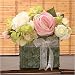 Foglia Bouquet Pink Roses with Green Hydrangea Blossoms