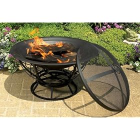 CobraCo FB8002 Fire Bowl with Scroll Base with Screen and Cover