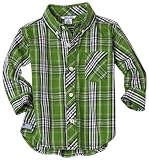 Hartstrings Baby-boys Infant Plaid Button Front Shirt, Green/Navy Plaid, 12 Months