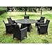 Read Deluxe Rattan Wicker Garden Conservatory Dining Set Round Table and 6 Chairs In Black Details Deluxe Rattan Wicker Garden Conservatory Dining Set Round Table and 6 Chairs In Black