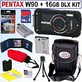 Pentax Optio W90 12.1 MP Waterproof Digital Camera (Black) + 16GB Deluxe Accessory Kit