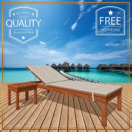 Mafrelia Luxurious Eucalyptus Sun Lounge Chair Chaise - Wooden Patio, Garden Lawn or Poolside Furniture great for relaxing outdoors in the sun - 2 piece with Side Table