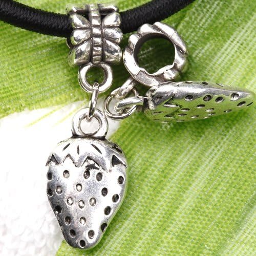 30pc Tibetan Silver Bail W/Strawberry Dangle Charm Bead Fit European Bracelet Pendant C0194#P