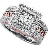 14K Rose and White Gold Diamond Ring - 0.92 Ct.