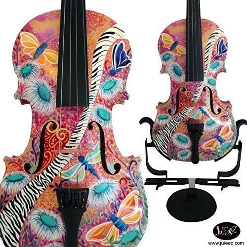 Mendini 4/4 MV Solid Wood Violin with Case, Colorful Painted Violin by Juleez.