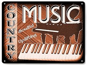 Amazon.com - COUNTRY MUSIC METAL SIGN western PIANO recording studio cowboy vintage style art 057 - Other Products