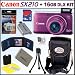 Canon PowerShot SX210IS 14.1 MP Digital Camera (Purple) + 16GB Deluxe Accessory Kit