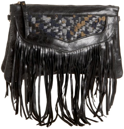 Cleobella Mini Brixie Weave Ikat Convertible Clutch Navy Black one