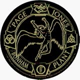 Led Zeppelin - Round Green & Black Swan Song Logo with Names & Symbols - Sticker / Decal