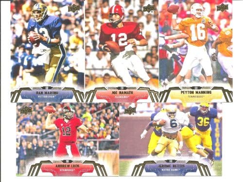 2014 Upper Deck Football Series Complete Mint Basic 50 Card Hand Collated Set with Hall of Famers and Stars Pictured in Their College Uniform Including Peyton Manning Joe Montana Andrew Luck and More
