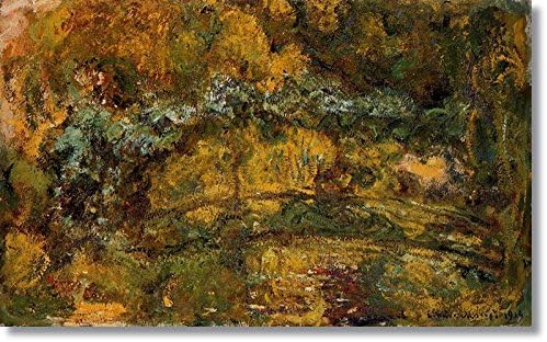 Blossoming art The Footbridge over the Water-Lily Pone by Claude Oscar Monet Hand Made Reproduction on Canvas(30 inch * 18 inch ,Framed)
