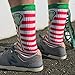 ChalkTalkSPORTS Athletic Half Cushioned Lacrosse Crew Socks | Mid Calf | Christmas Lax Stripes | Red & White