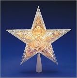 Laser Silver Edge Star Christmas Tree Topper With Clear Lights