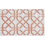 InterDesign Microfiber Trellis Rug, 34 by 21-Inch, Coral/White