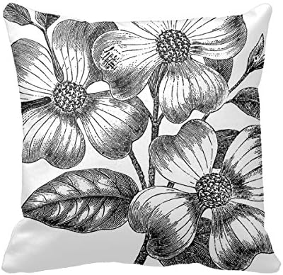 Decorative Cotton Square Throw Pillow Case Cushion Cover Black And White Flower pillowcase For Sofa