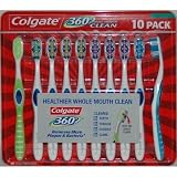 Colgate 360 Degrees Whole Mouth Clean 10 Toothbrushes - Compact Soft
