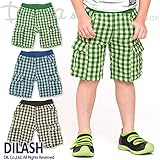 (ディラッシュ) DILASH初夏'16 ダブルガーゼ先染めチェックカーゴハーフパンツ 120 ブルー