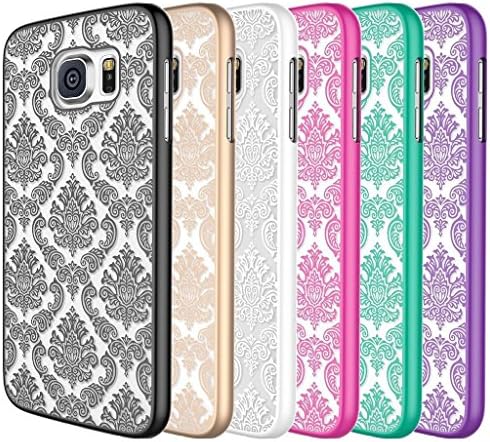For iPhone Samsung Galaxy s6 Case Cover,Lifemean Lace Floral Clear Design Novel Hollow-out Pattern Slim Plastic Back Hard Case Cover with Gifts Pack (Green)