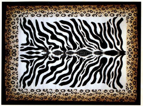 Kitchen: Laila Animal Collection Zebra Leopard Cheetah Print 5x8 Area Rug Carpet