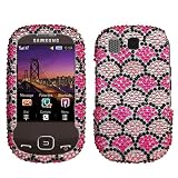 Sparkling Pink with Hot Pink Wavelet Full Diamond Rhinestone Snap on Hard Skin Case for Samsung Flight A797