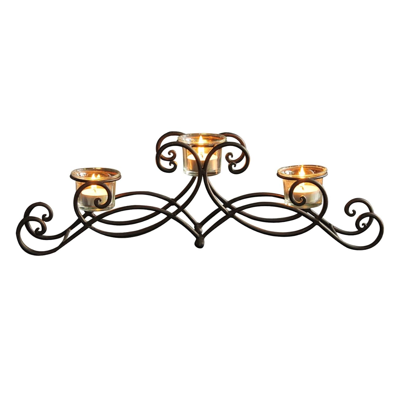ELEGAN Black Iron Table Top Candle Holder, Holds 3 Tea lights