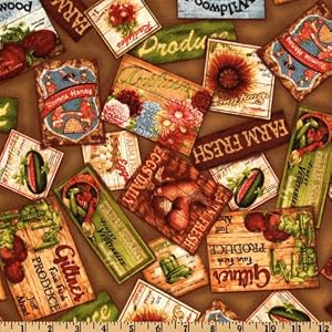 44-Wide-Farm-Fresh-Signs-Brown-Fabric-By-The-Yard
