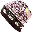 Snow Flake 2 ply Knit Ski Beanie Skull Winter Hat Brown with Purple, Gray and Ivory