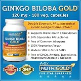 #1 Ginkgo Biloba Extract - Double Strength Ginkgo Biloba Gold, 120mg, 180 Vegetarian Capsules
