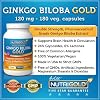 #1 Ginkgo Biloba Extract - Double Strength Ginkgo Biloba Gold, 120mg, 180 Vegetarian Capsules