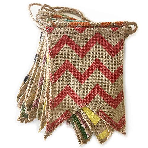 Dealzepic Rustic Burlap Bunting Pennant Banner Garland With