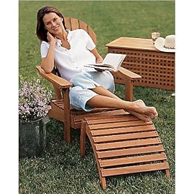 FSC Adirondack Chair and Ottoman Set Eucalyptus by Adirondack Furniture
