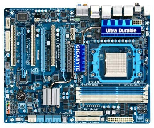 Gigabyte AMD Phenom II/Socket AM3/AMD 790FX/4DDR3-1866OC/3-Way ATI CrossFireX/2GbE/7.1-CH ATX Motherboard GA-790FXTA-UD5