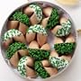 DOSE OF GOOD FORTUNES: A Dozen Dark and White Chocolate Hand-Dipped Fortune Cookies Decorated for Saint Patrick's Day & Nestled in a Gold Container