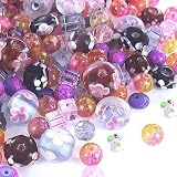 Jewelry Maker's Lampwork Crystal Bead Mix VIOLETS ROSES 80+ 100g Purple