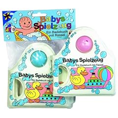 Babys Spielzeug, Ein Badebuch, mit blauer Rassel