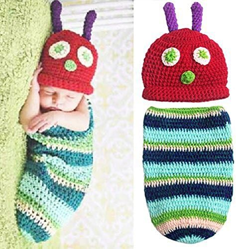 CPS Newborn Beanie Crochet Hat Caterpillar Cocoon Set Costume Photo Props