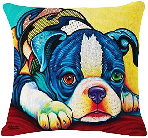 FairyPark French Bulldog Pug Dog Cushion Bull Terrier Cavalier King Charles Spaniel Pillow Cushion Cotton Linen Car Euro Pillow Decorative Perfect Pillow Cover