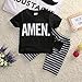 Little Boys Short Sleeve Letters Print T-shirt and Striped Shorts Outfit
