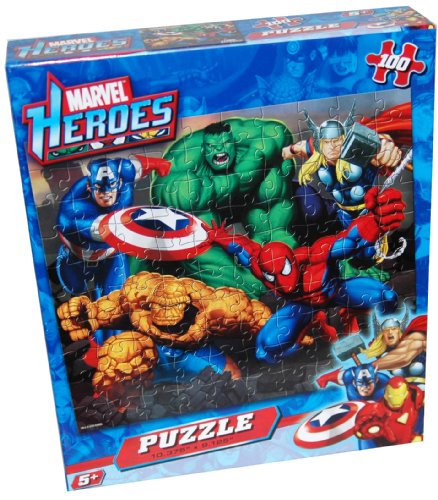  Marvel Heroes 100-Piece Jigsaw Puzzle with Captain America, Hulk, Thor, Spiderman and Fantastic Four